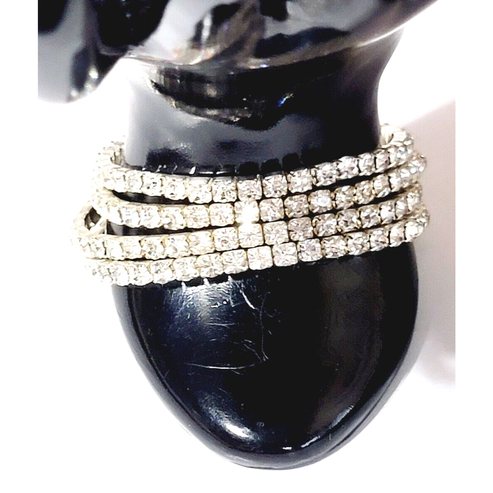 White Rhinestone Stretch Bracelets 4 Contemporary Glass sbr-37